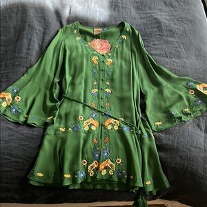 FARM Rio Green Floral Mini Dress